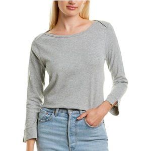 J.Crew Slub Cotton Tee 2X Grey Boatneck Slit Sleeve